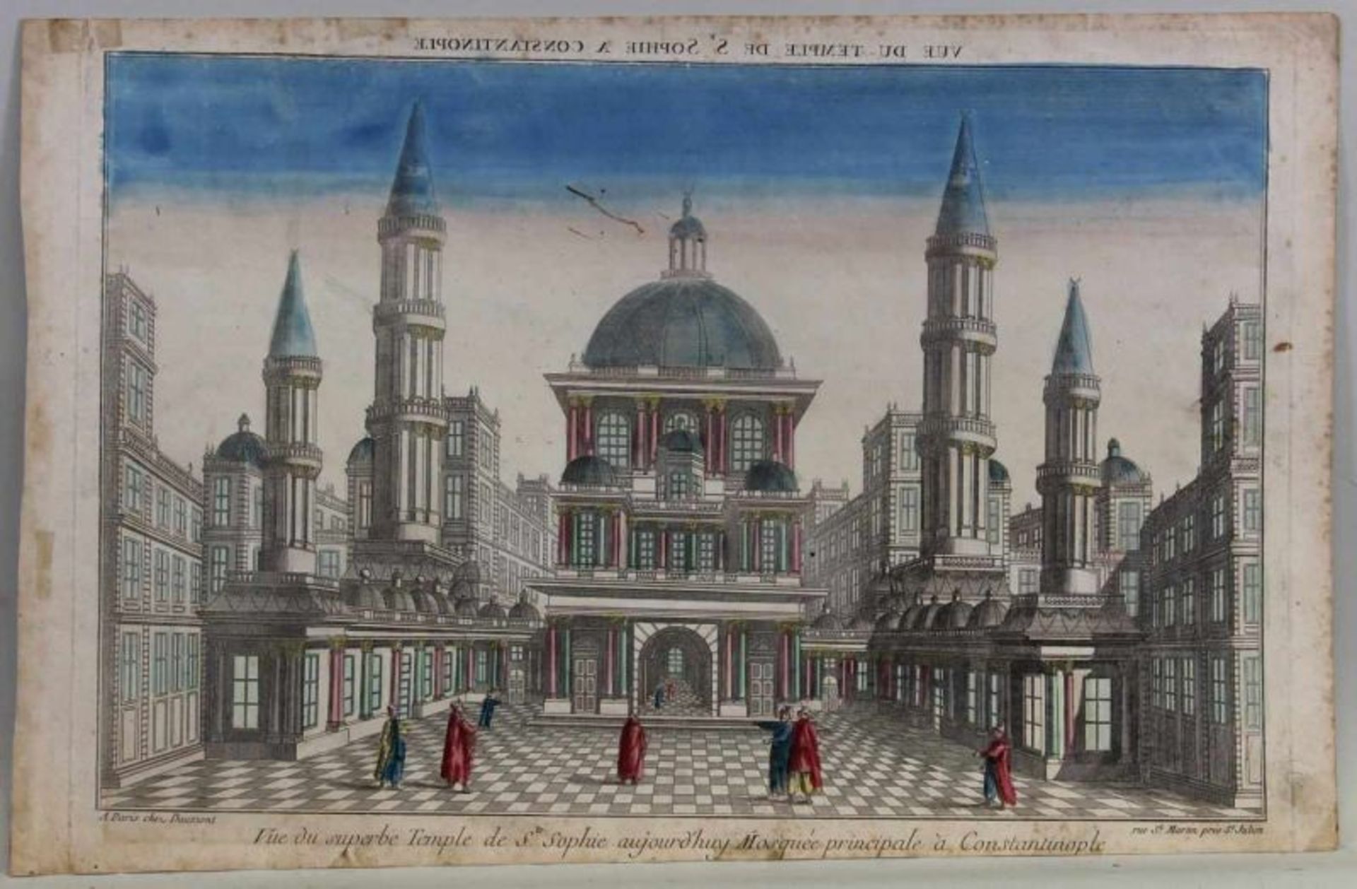 Guckkastenblatt, koloriert, "Konstantinopel, Hagia Sophia", um 1780, 26.5 x 41 cm 20.00 % buyer's