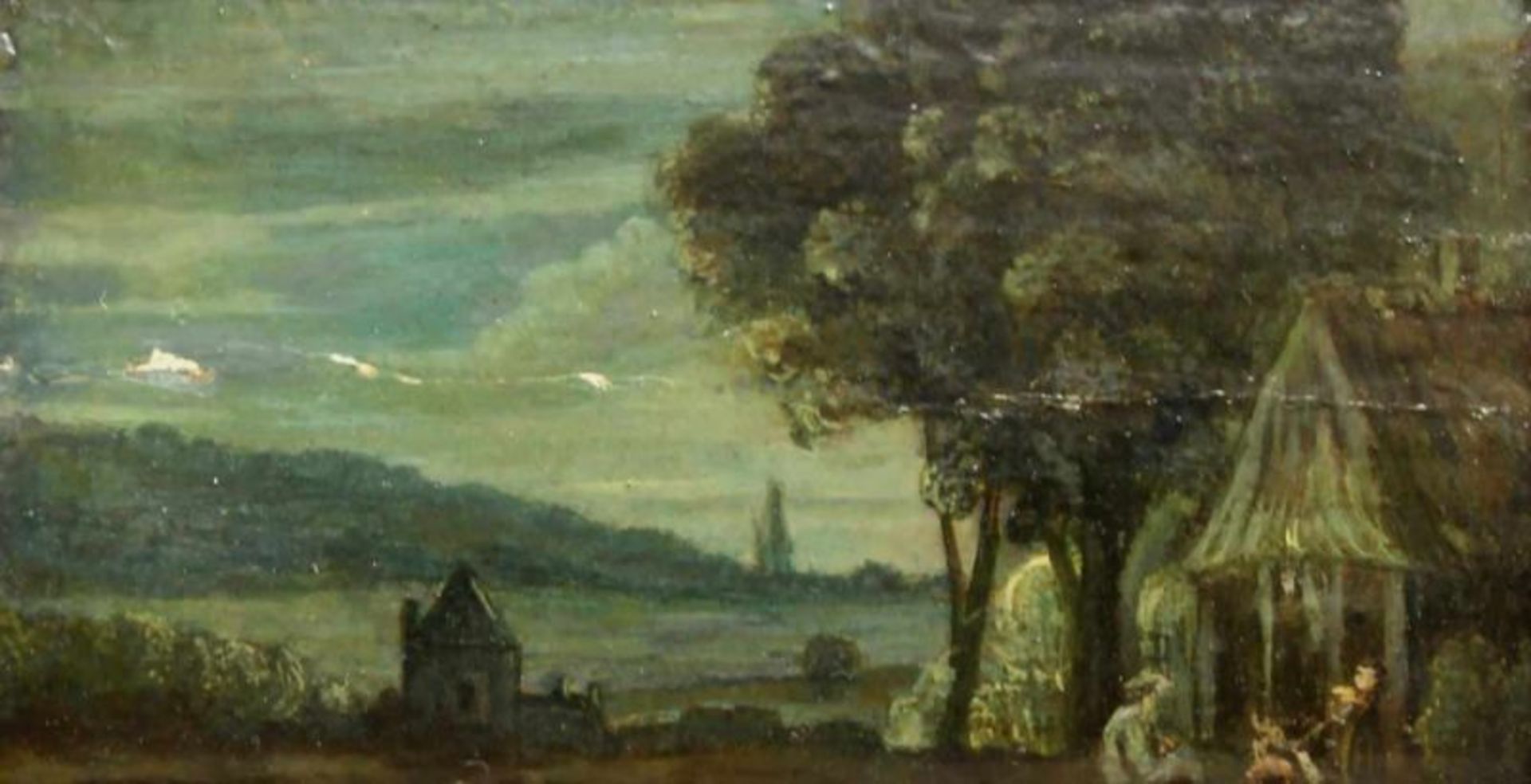 Flämisch bzw. Niederländisch (wohl 17. Jh.), 2 kleine Gemälde, "Landschaften", Öl auf Holz bzw. - Image 6 of 7