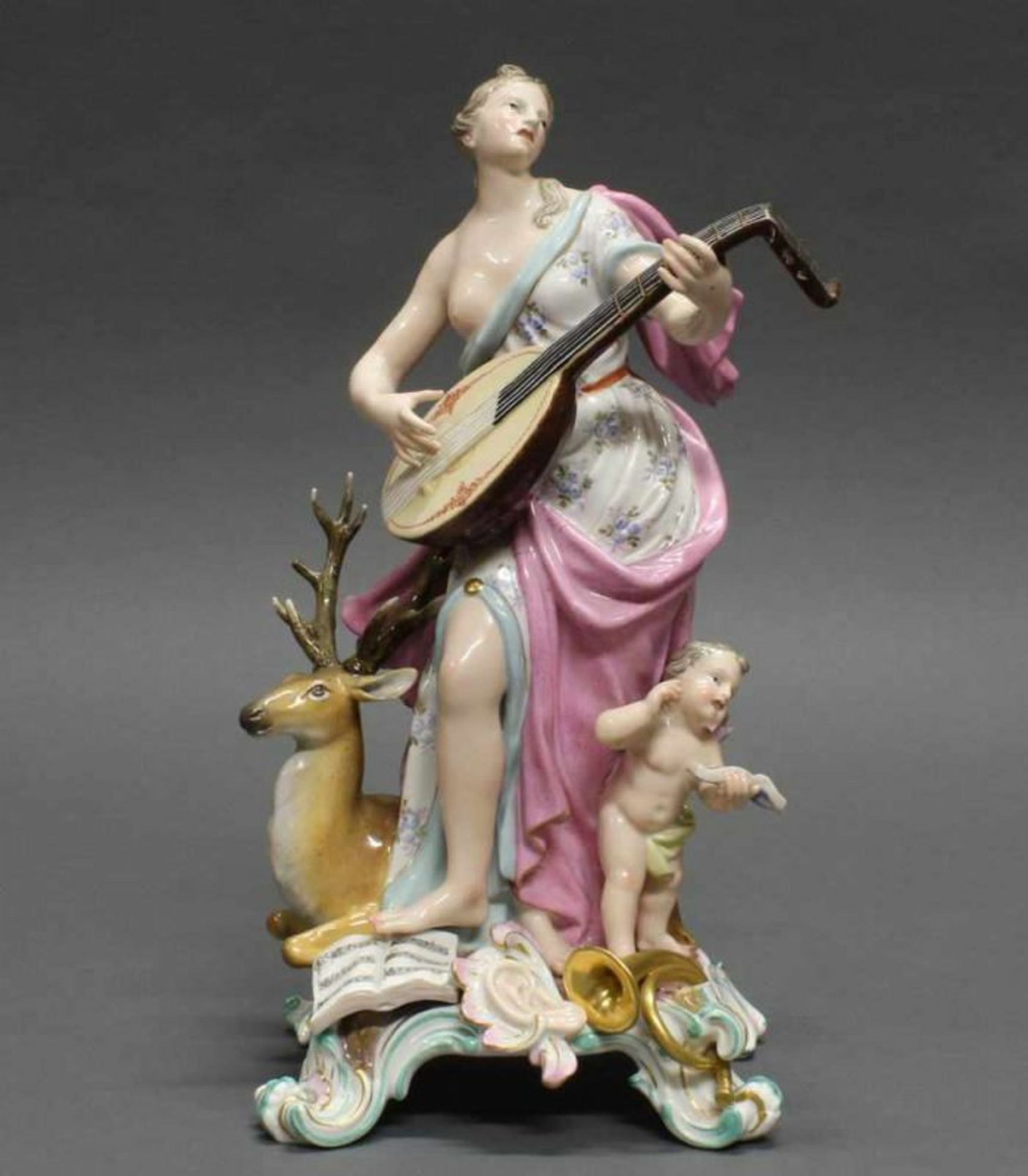 Porzellangruppe, "Das Gehör", Meissen, Schwertermarke, 1850-1924, 1. Wahl, Modellnummer 1062,