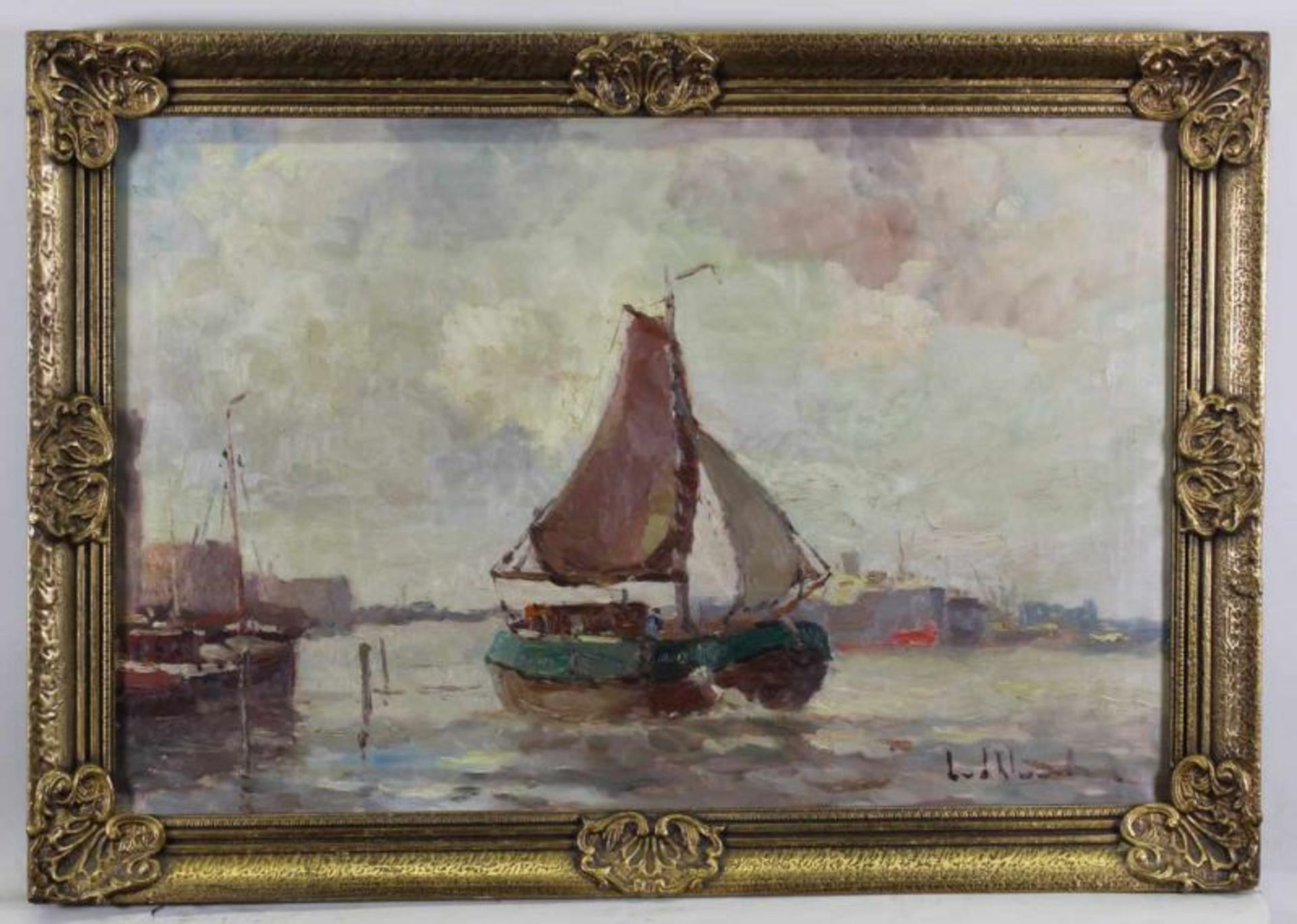Unbekannter Maler (20. Jh.), "Segelschiff", Öl auf Leinwand, unten rechts Lud. Klu..., 40 x 61 cm - Image 2 of 4