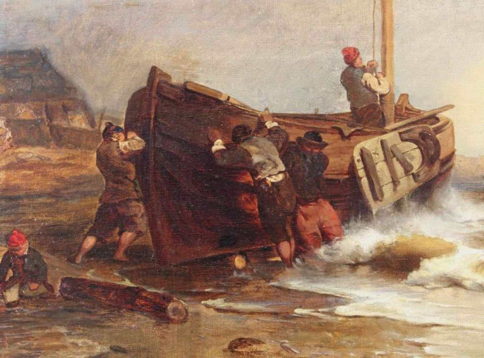 Hildebrandt, Eduard (1818 Danzig - 1869 Berlin), zugeschrieben, "Schiffe vor der Küste", Öl auf - Image 3 of 4