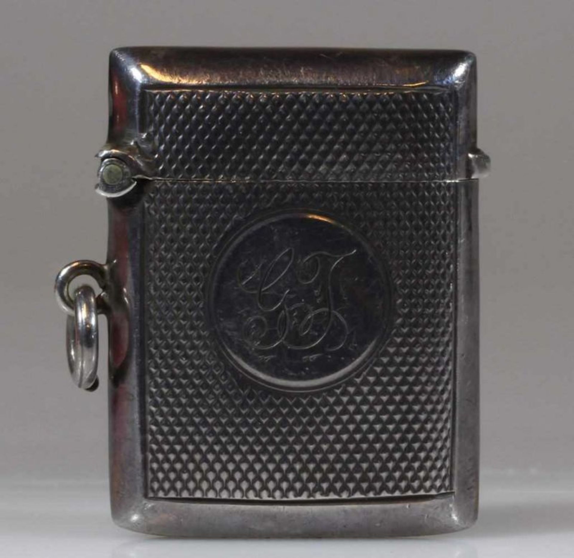 Anhänger/Streichholzbehälter, England, Birmingham, 1900, Silber 925, monogrammiert, 17 g 20.00 %