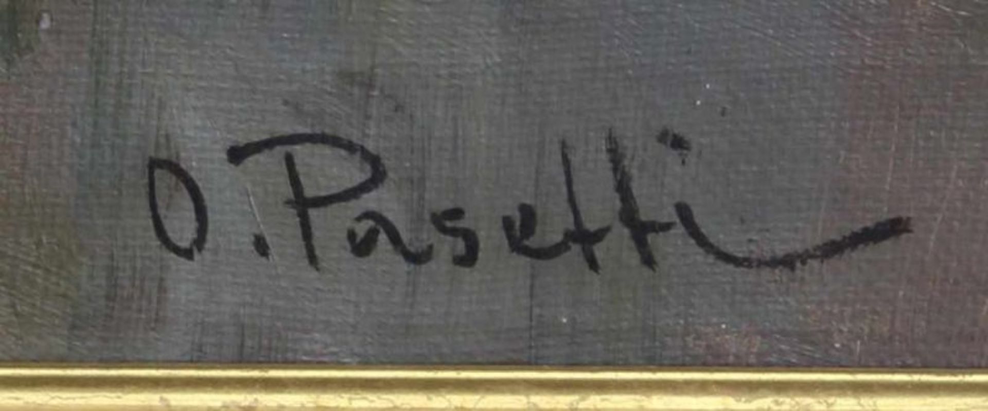 Pasetti, O. (19./20. Jh.), "Südländische Terasse", Öl auf Leinwand, signiert unten rechts O. - Image 3 of 4