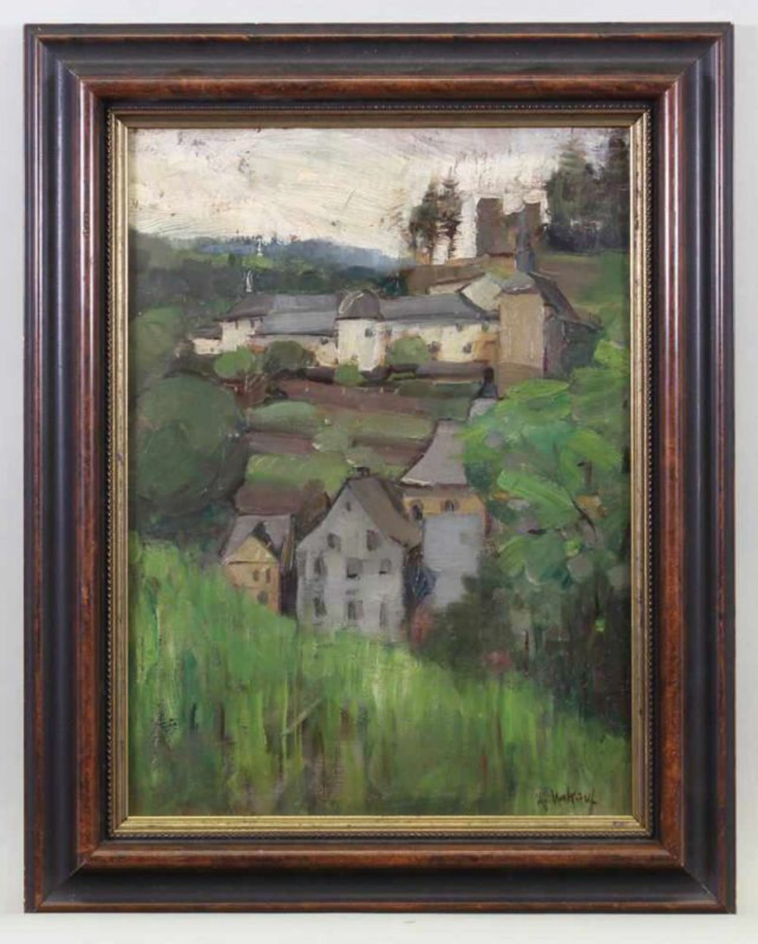 2 Ölskizzen: "Dorf in Landschaft", signiert unten rechts K. Unkauf, 31 x 23 cm; "Kinder auf - Image 2 of 6