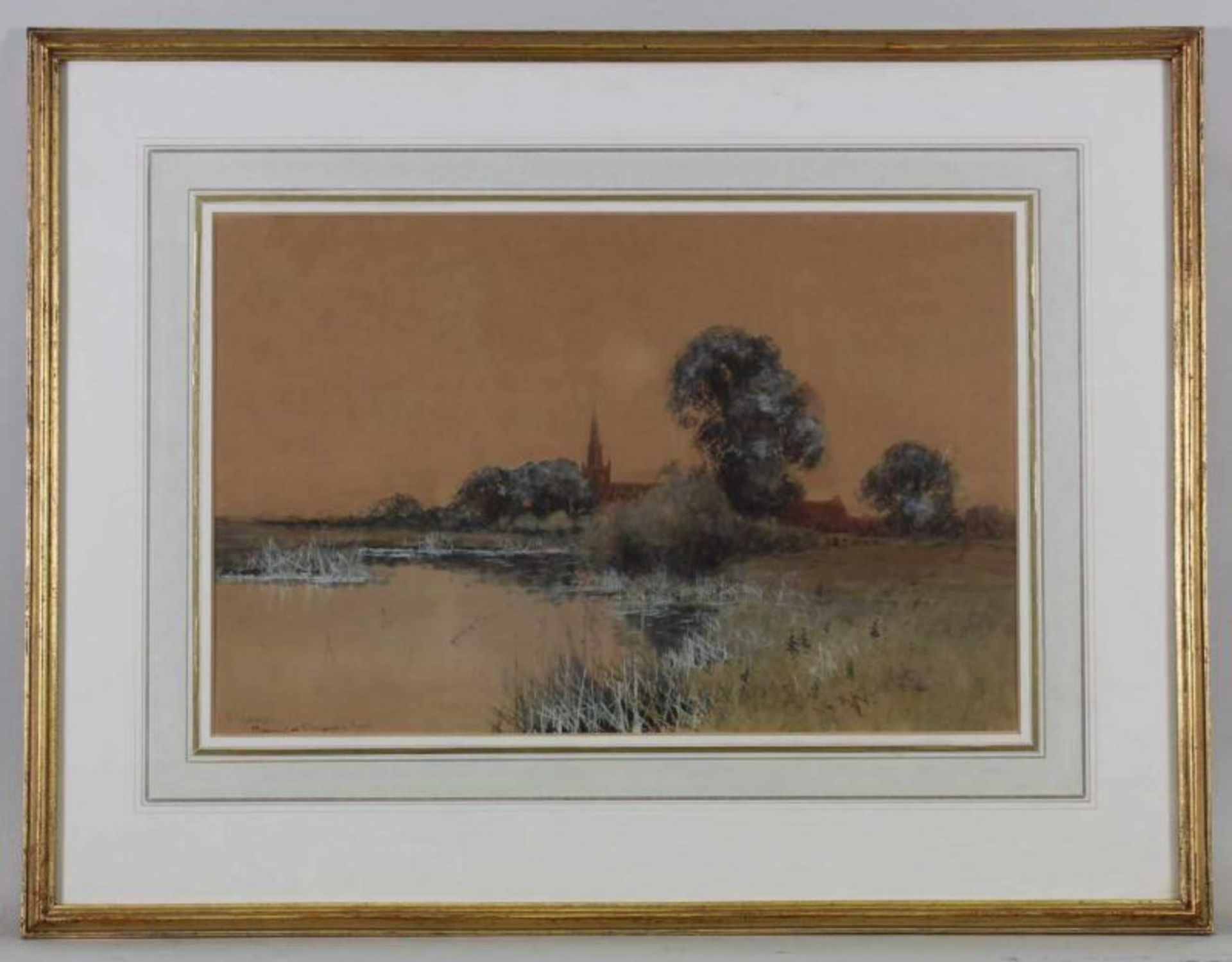 Fraser, Frederick Gordon (19./20. Jh.), "Moonrise at Stratford on Avon", Gouache, signiert unten - Image 2 of 3