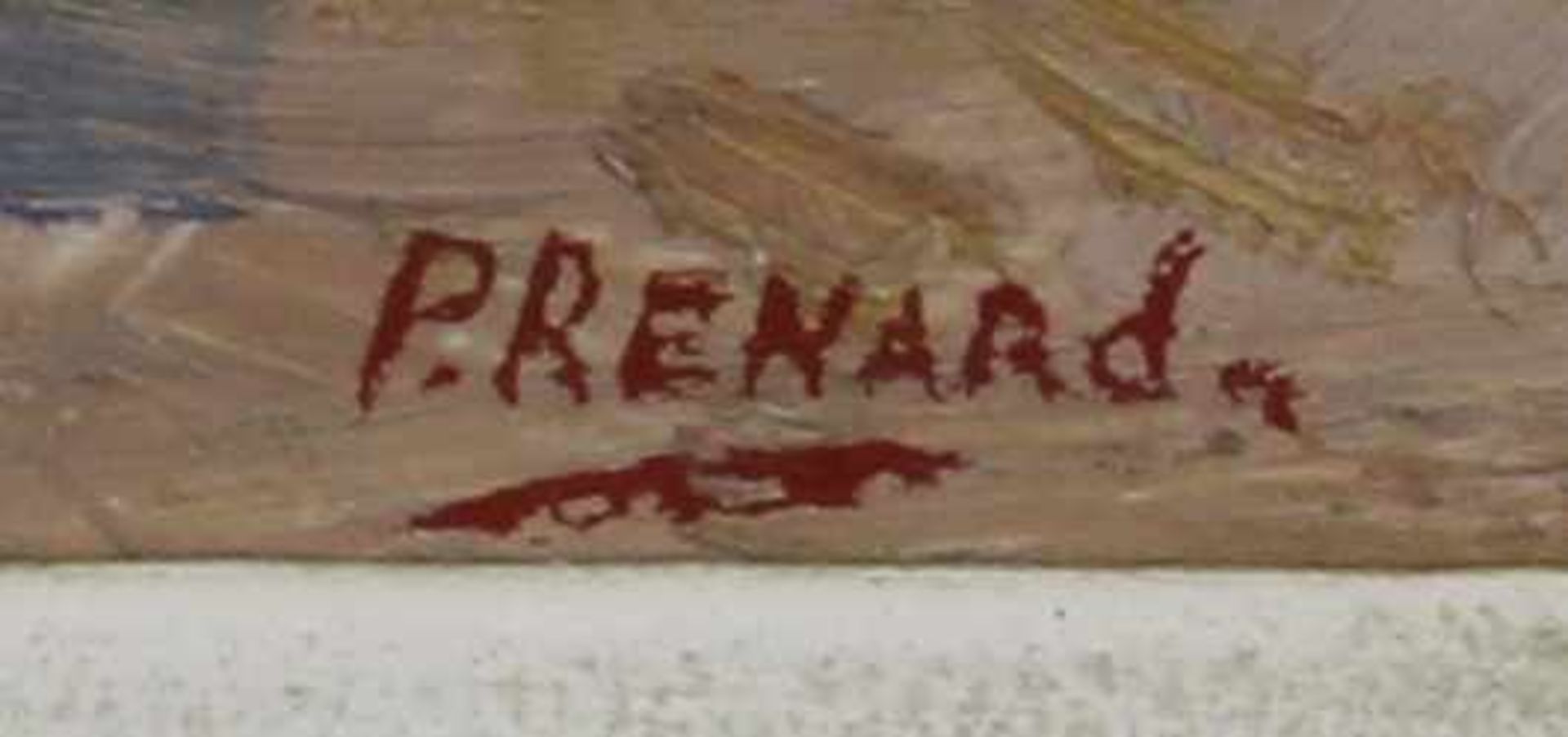 Renard, P. (20. Jh.), "Sommer am Strand", Öl auf Holz, signiert unten rechts P. Renard, 30 x 40 cm - Image 3 of 4