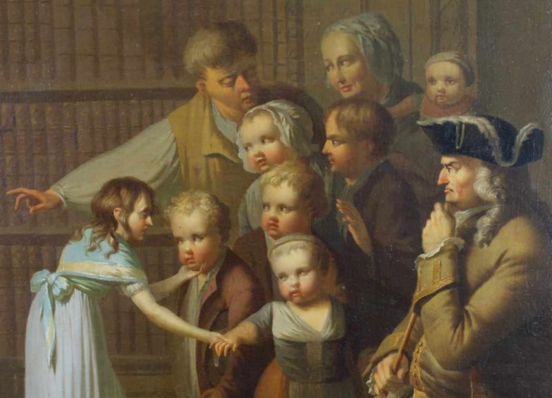 wohl Englischer Maler (spätes 18. Jh.), "Begrüßung einer Bauernfamilie durch die Herrschaft", in - Image 3 of 4