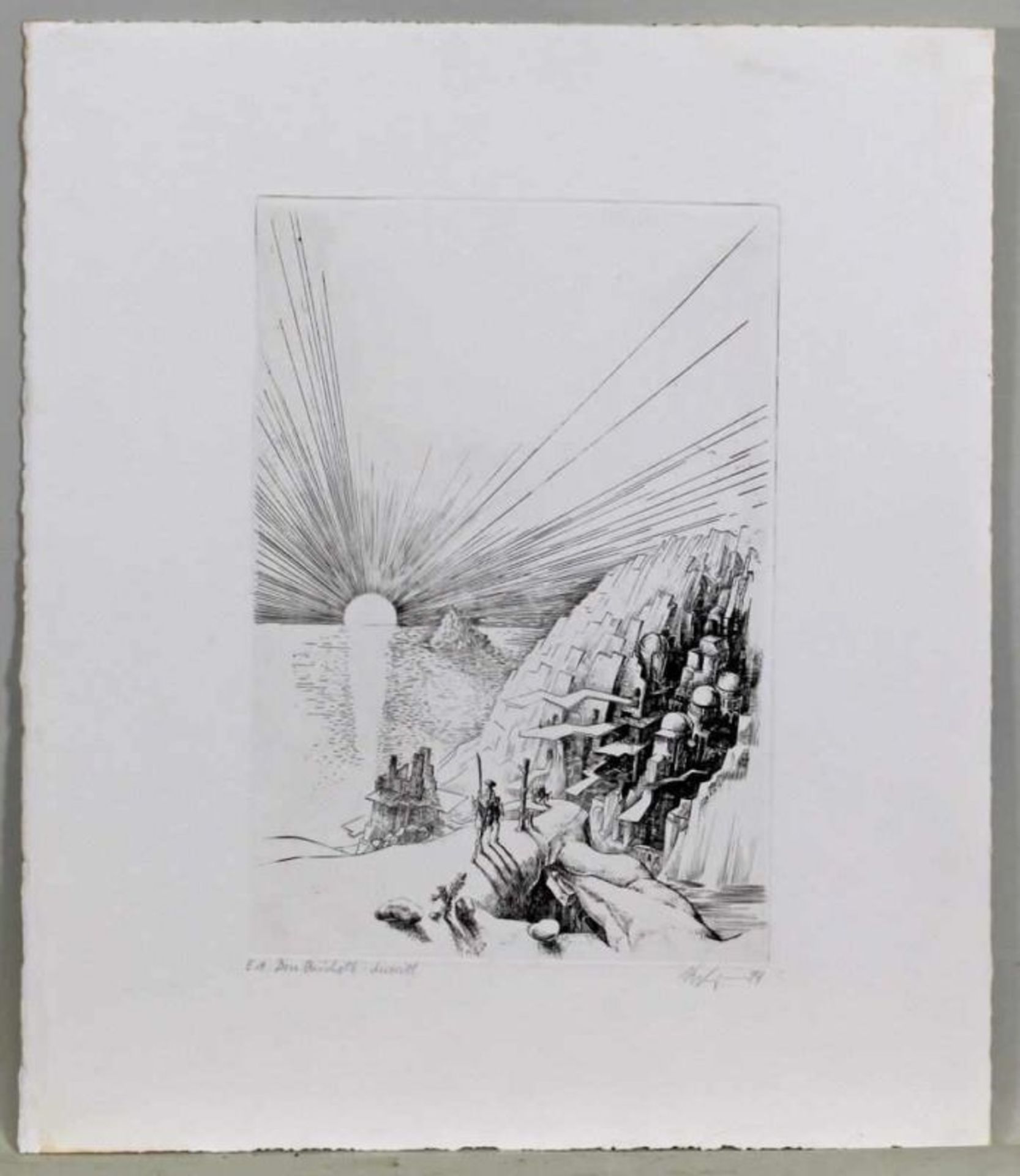 Kugler, Klaus (geb. 1942 Wostitz), Radierung, "Don Quichotte", signiert, datiert 74, 25.5 x 17.5 cm, - Image 2 of 2
