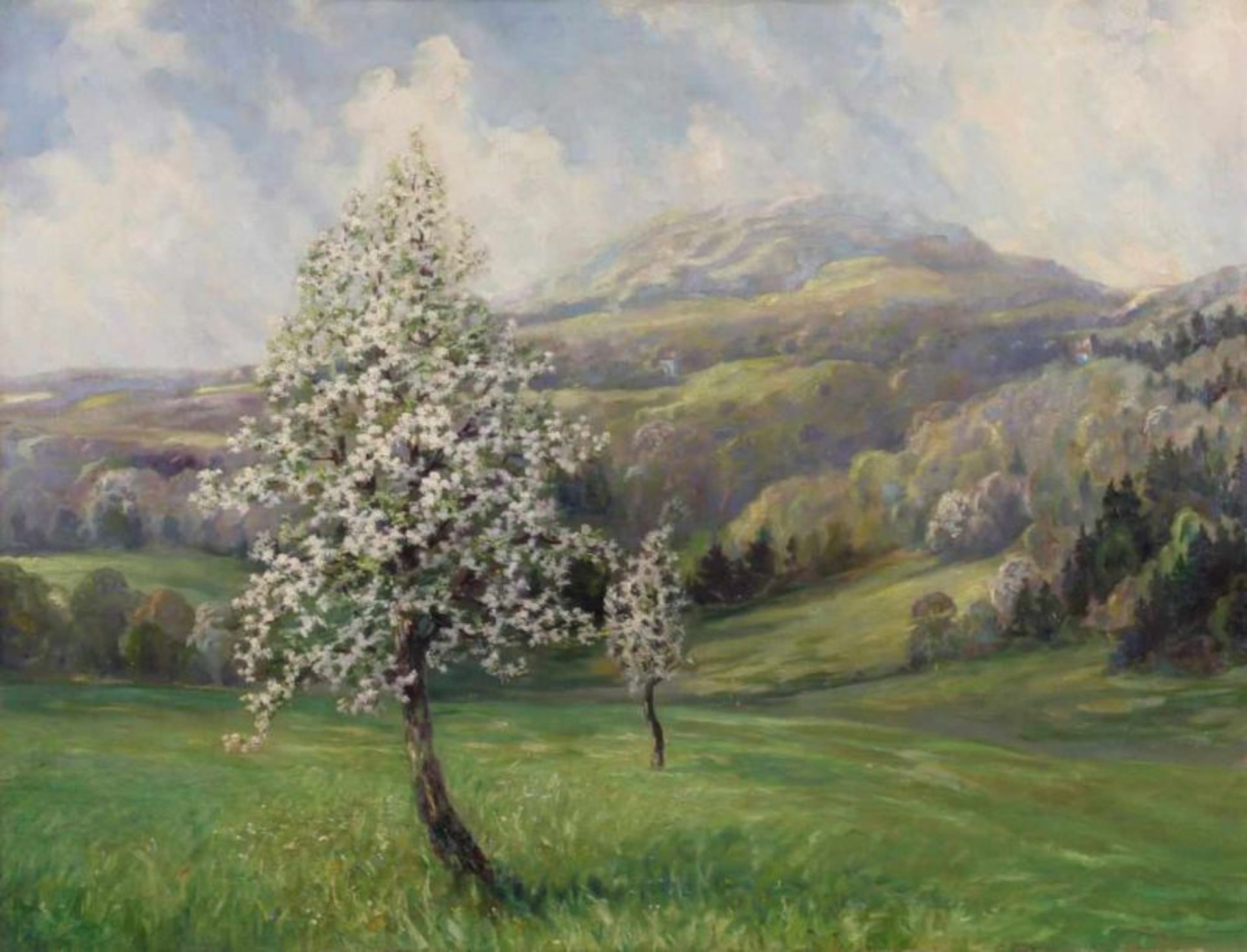 Rheinischer Maler (tätig Mitte 20. Jh.), "Motiv bei Oberpleis", Öl auf Leinwand, verso Ortsangabe