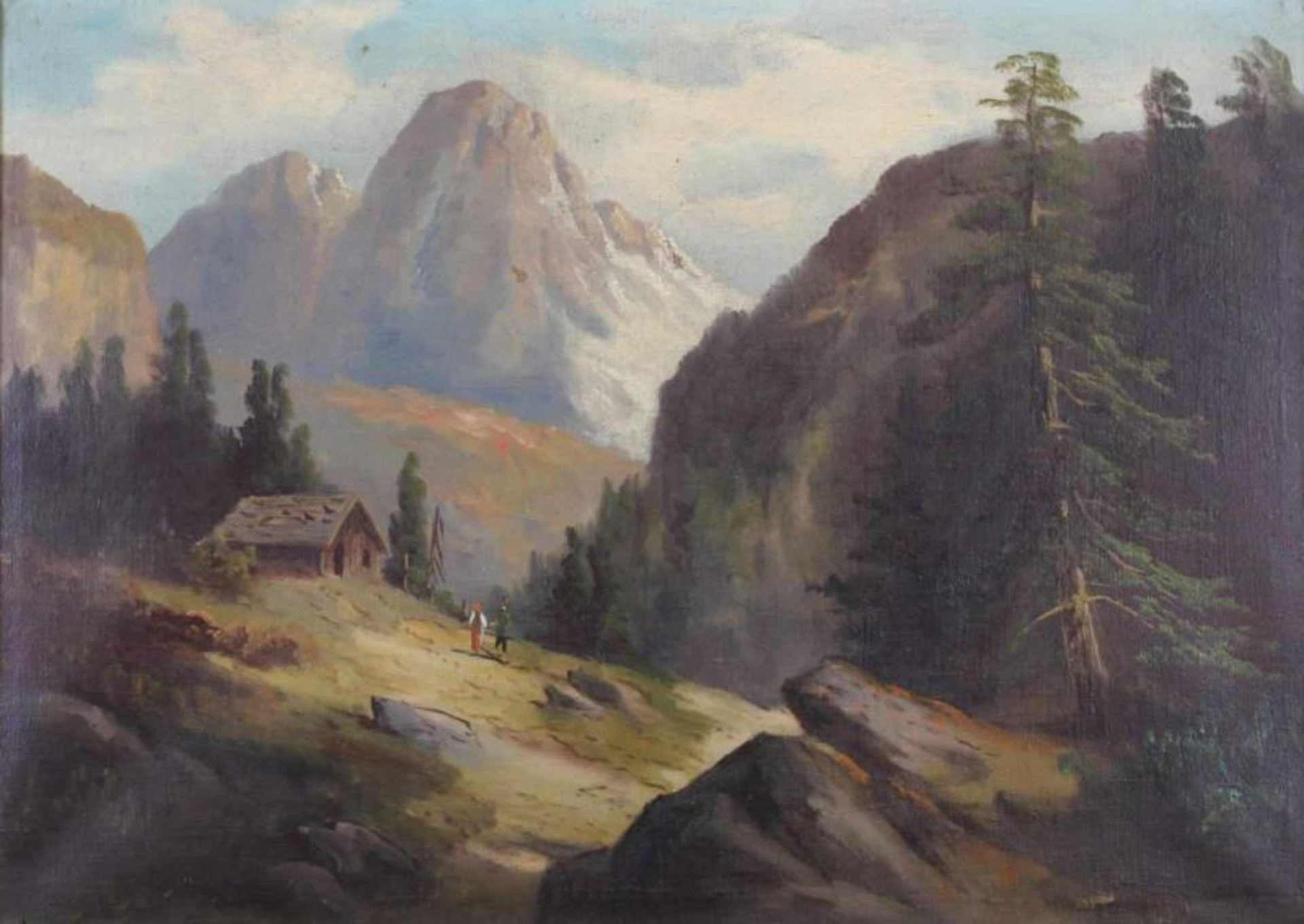 Deutscher Maler (2. Hälfte 20. Jh.), "In den Bergen", Öl auf Leinwand, 47 x 65 cm 20.00 % buyer's