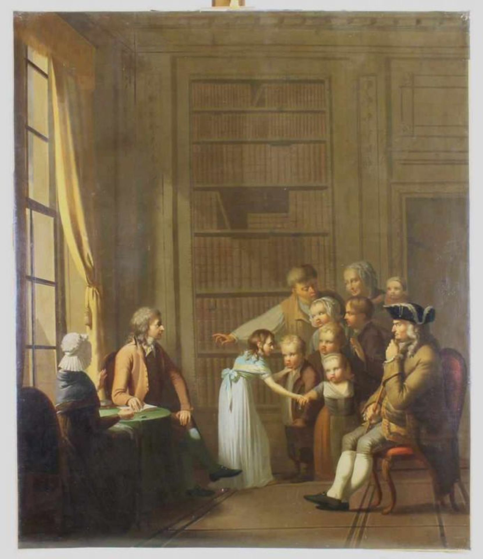 wohl Englischer Maler (spätes 18. Jh.), "Begrüßung einer Bauernfamilie durch die Herrschaft", in - Image 2 of 4
