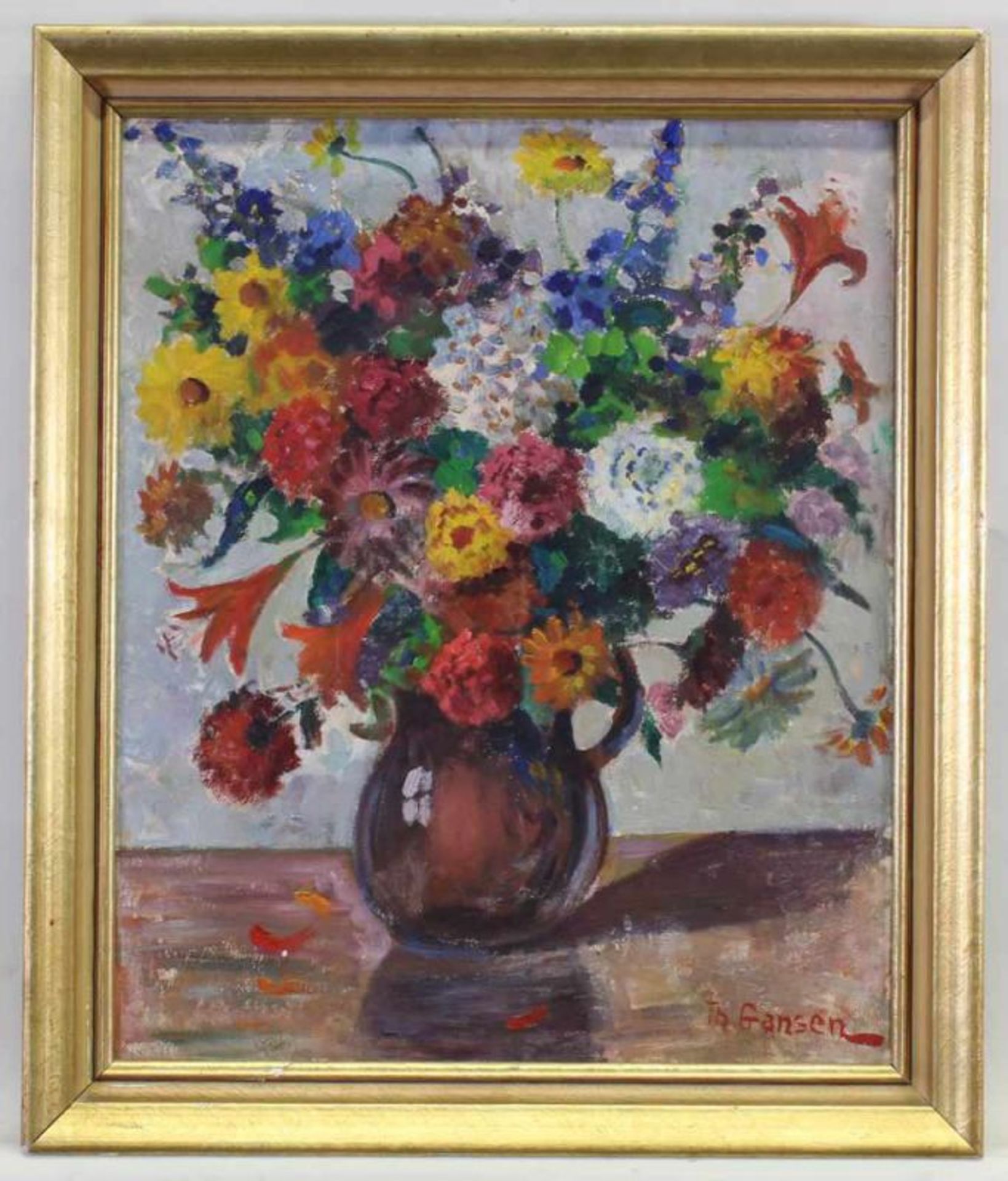 Gansen, Theo (1887 Lebach - 1956 Bonn), "Blumenstillleben", Öl auf Leinwand, signiert unten rechts - Image 2 of 4