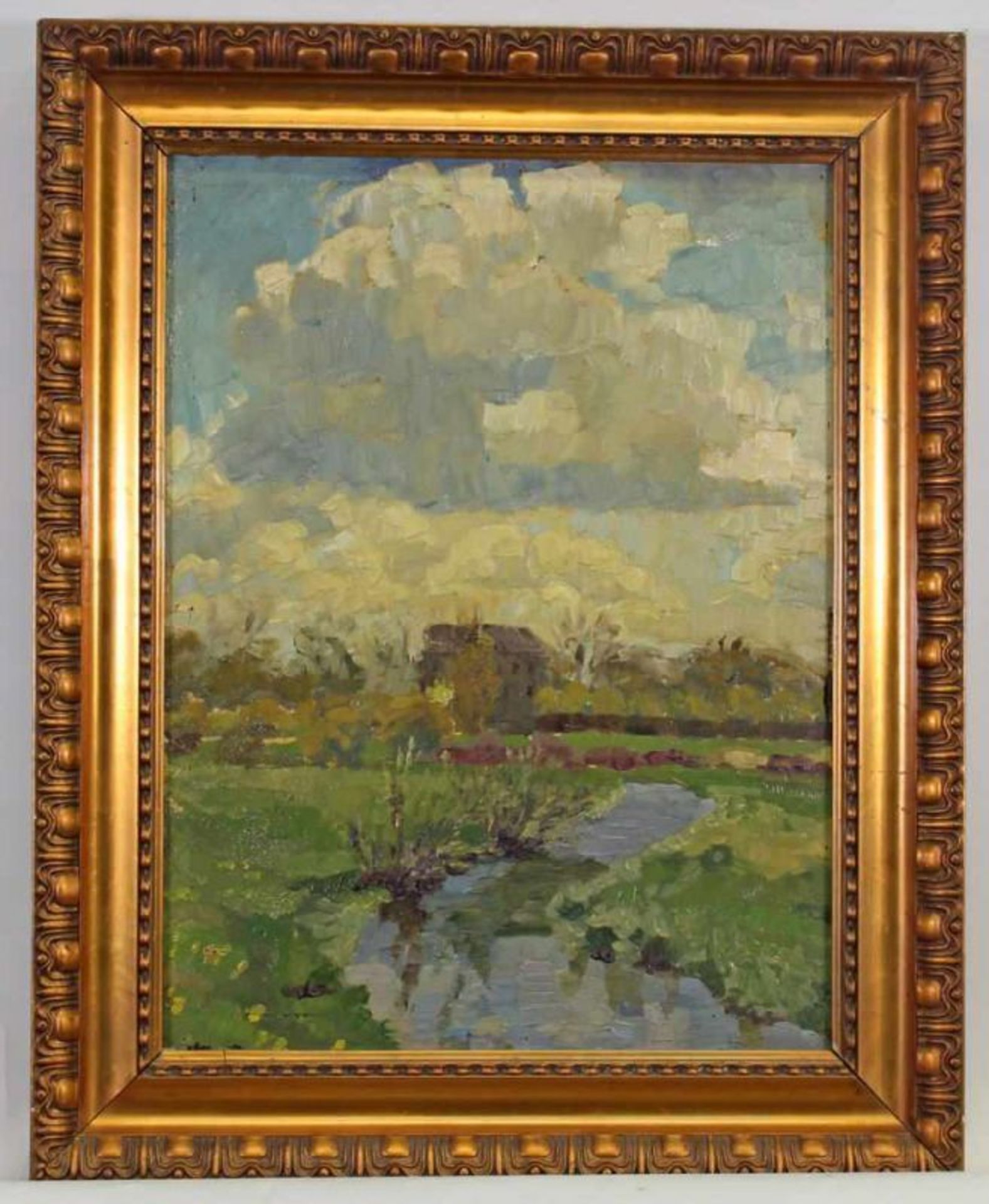 Bössenroth, Carl (Berlin 1862 - 1935), zugeschrieben, "Frühlingslandschaft", Öl auf Holz, verso - Image 2 of 3