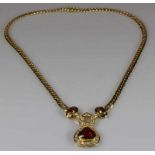 Collier, GG 750, 3 facettierte Goldtopase, 32 Brillanten zus. ca. 1.40 ct., 30 g 20.00 % buyer's