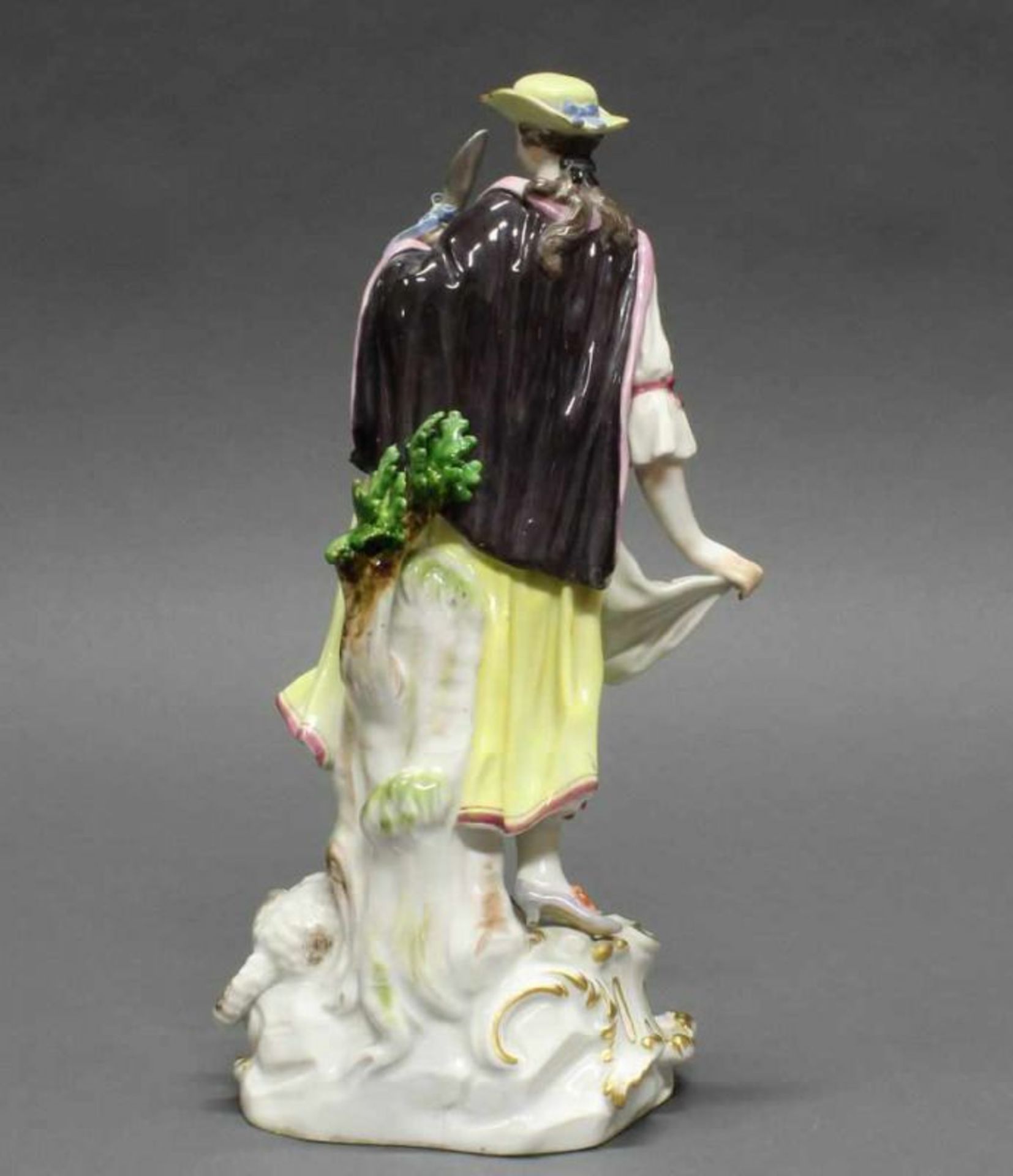 Porzellanfigur, "Schäferin mit Stab und Lamm", Meissen, Schwertermarke, 1. Wahl, Modellnummer 5, - Image 3 of 4