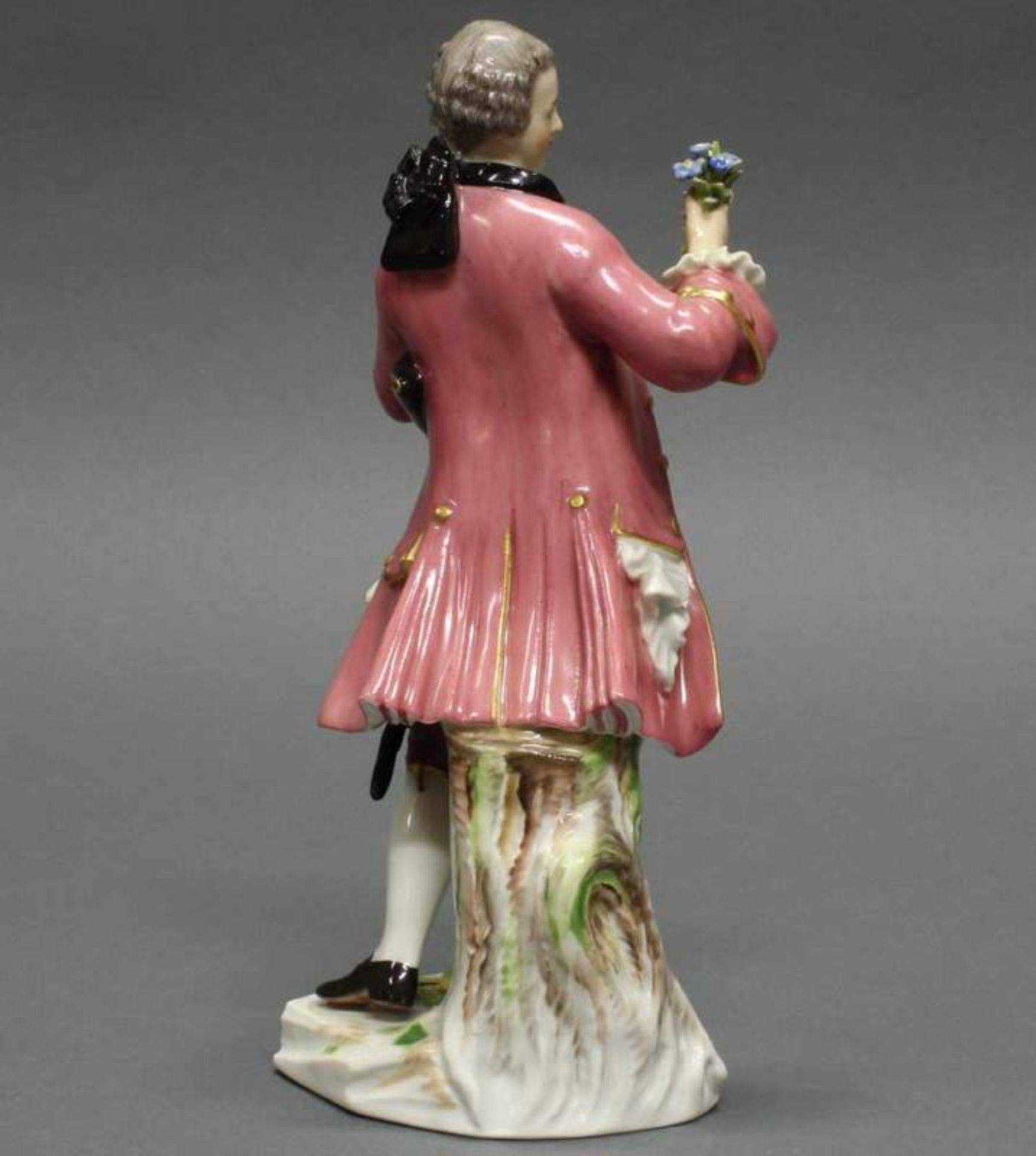 Porzellanfigur, "Kavalier mit Blumen", Meissen, Schwertermarke, 1. Wahl, Modellnummer A 58, - Image 3 of 3