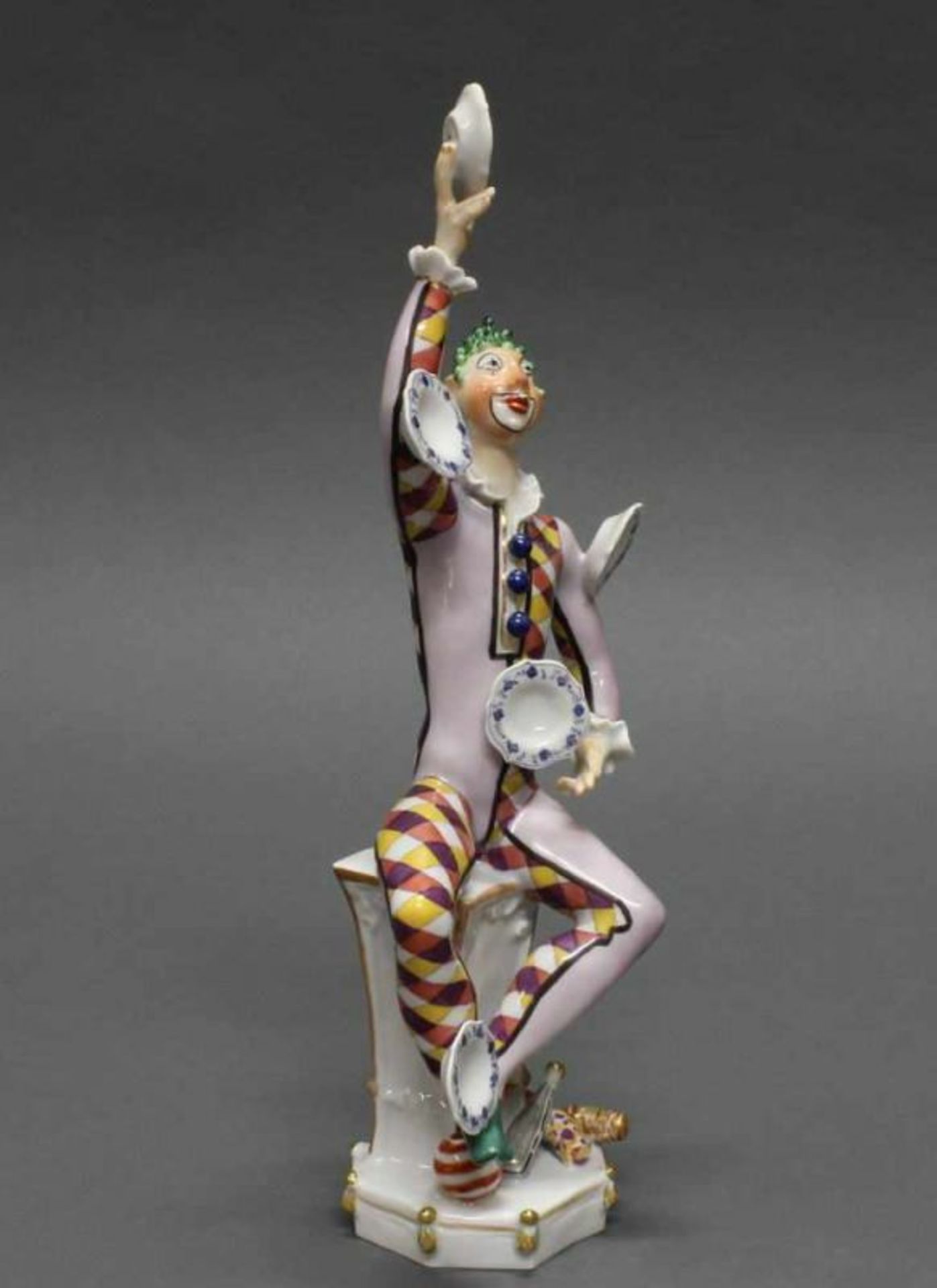 Porzellanfigur, "Harlekin als Jongleur", Meissen, Schwertermarke, 1. Wahl, Modellnummer 60460, - Image 4 of 4