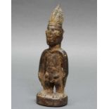 Ibeji-Zwillingsfigur, männlich, Oyo, Shaki, Yoruba, Nigeria, Afrika, Holz, stark berieben,