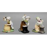2 Porzellanfiguren, "Fassmacher", "Schmied", Dressel, Kister & Cie., 1907-1920, polychrom, nach