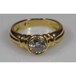 Ring, GG 750, 1 Brillant ca. 1.40 ct., etwa cr2/p1, Goldgewicht 5.6 g, RM 16.5 20.00 % buyer's