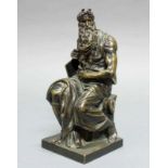 Bronze, braun patiniert, "Moses", Kopie nach Michelangelo, seitlich bezeichnet Michelange, 24 cm