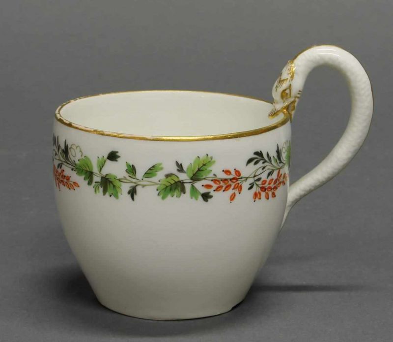 2 Tassen mit Untertassen, Meissen, um 1815-1824, 1./2. Wahl. Monogramm und datierte Untertasse ( - Image 5 of 5