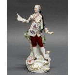 Porzellanfigur, "Schäfer mit Notenblatt", Meissen, Schwertermarke, 1. Wahl, Modellnummer 61007,