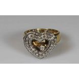 Ring, Herzform, WG/GG 750, reicher Diamant-Besatz, 16 g, RM 18 20.00 % buyer's premium on the hammer