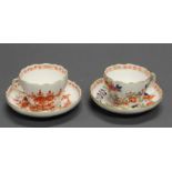 2 Kaffeetassen mit Untertassen, Meissen, Schwertermarke 1850-1924, 1. Wahl, 1x Tischchenmuster,