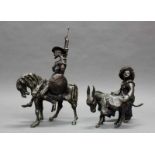 2 Bronzen, "Don Quichotte", "Sancho Panza", jeweils bezeichnet am Bauch des Tieres Kurt Arentz und