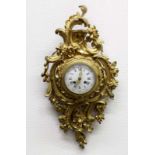 Cartel-Wanduhr, Stil Louis XV, Frankreich, um 1890, Bronze, vergoldet, Emailzifferblatt, Acht-Tage-