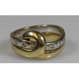 Duo-Ring (beweglich), Fa. Cantelli, WG/GG 585, 7 Brillanten zus. ca. 0.20 ct, 8 g, RM 17, original