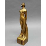 Skulptur, Bronze, farbig patiniert, "Nackte in High Heels", verso bezeichnet Roland Paris, 45 cm