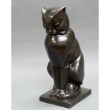 Bronze, dunkel patiniert, "Katze", neuzeitlich, 46 cm hoch 20.00 % buyer's premium on the hammer