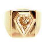 Gr. Diamant-Ring 750/-GG, 2.H.20.Jh. 1 brauner Fünfeck-Diamant, ca. 2,55 ct. very light brown vs2,