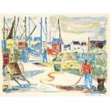 Hops, Tom Hamburg 1906 - 1976 Arbeiter im Hafen.- Farblithographie, u.re. sign./dat. "Tom Hops (19)