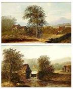 Gemäldepaar England, um 1900 Paar Landschaftsbildnisse mit Wassermühle bzw. See.- Öl a. Lwd., je
