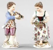 Paar Gärtnerkinder Porzellan, Meissen, um 1860/80 Wohl nach einem Modell v. Ernst August