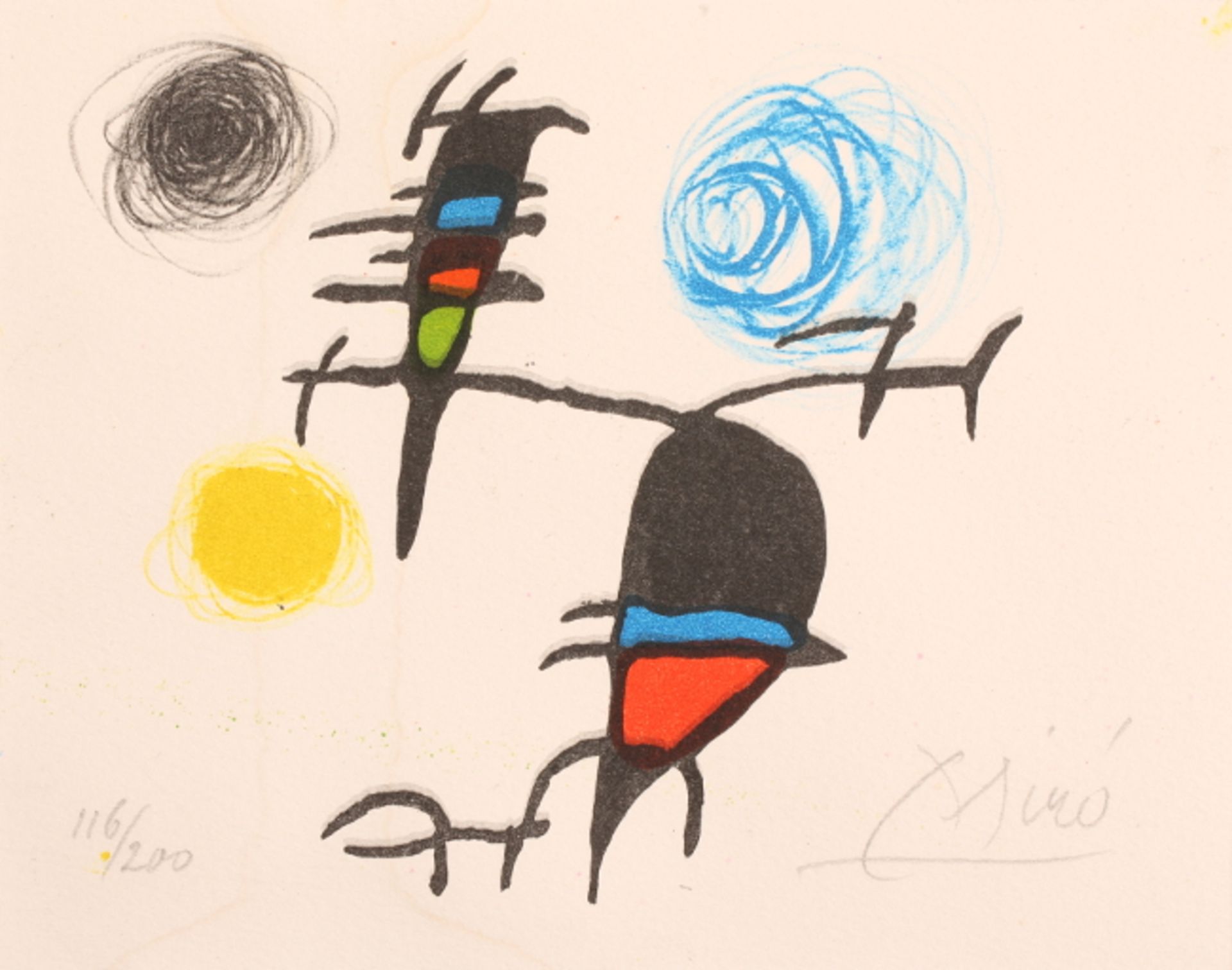 Miro, Joan 1893 Barcelona - 1983 Palma de Mallorca Komposition.- Farblithographie a. Velin, u.re. - Bild 3 aus 5