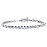 Rivieren-Armband, 750/-WG, 21.Jh. Band ausgefasst m. 46 Brillanten, zus. ca. 3,56 ct. w vs, in