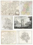6 Bll. Karten u. Prospekt Deutschland/Frankreich u.a., 18./19.Jh. Dabei Landkarten von Burgund,