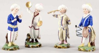 4 Musikanten Porzellan, Höchst, 20.Jh. Nach Entwürfen v. Johann Peter Melchior (1747 Lintorf -