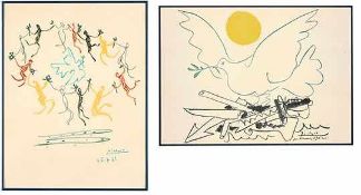 Picasso, Pablo 1881 Malaga - 1973 Mougins 2 Bll. "Colombe au soleil" u. "La Ronde de Jeneuse".-