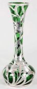Jugendstil-Vase Grünglas/999er Silber, Alvin Mfg. Co., Rhode Island, um 1900 Gedrückt gebauchte