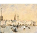 Volbrecht, Ernst 1877 Hannover - 1964 Hamburg Belebte Binnenalster.- Aquarell, u.li. sign. "E.