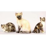 3 Katzenfiguren Keramik, England u.a., 20.Jh. Unterschiedliche Größen. Naturalistisch staffiert.