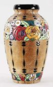Gr. Jugendstil-Vase Keramik, Amphora Werke, Teplitz, um 1900/20 Auf rundem Stand die ovoide
