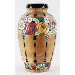 Gr. Jugendstil-Vase Keramik, Amphora Werke, Teplitz, um 1900/20 Auf rundem Stand die ovoide