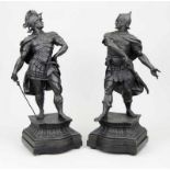 Waagen, Arthur (Memel / Litauen 1833 - 1898 Paris) Paar Kriegerfiguren, Metallguss schwarzbraun