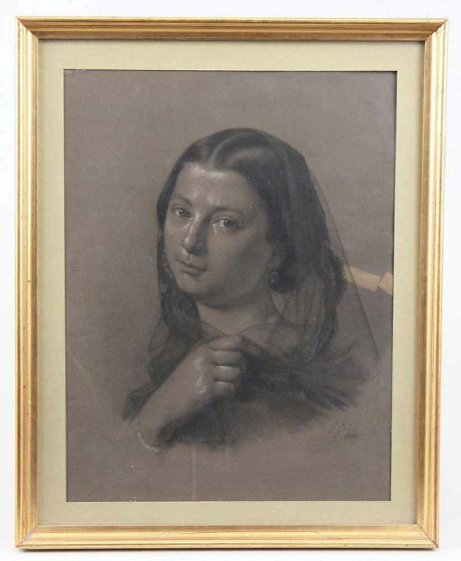 Gai, Francesco (Rom 1835 - 1917 Rom) Zeichnung, schwarze Kreide mit Weißhöhungen auf dunkelbraunem